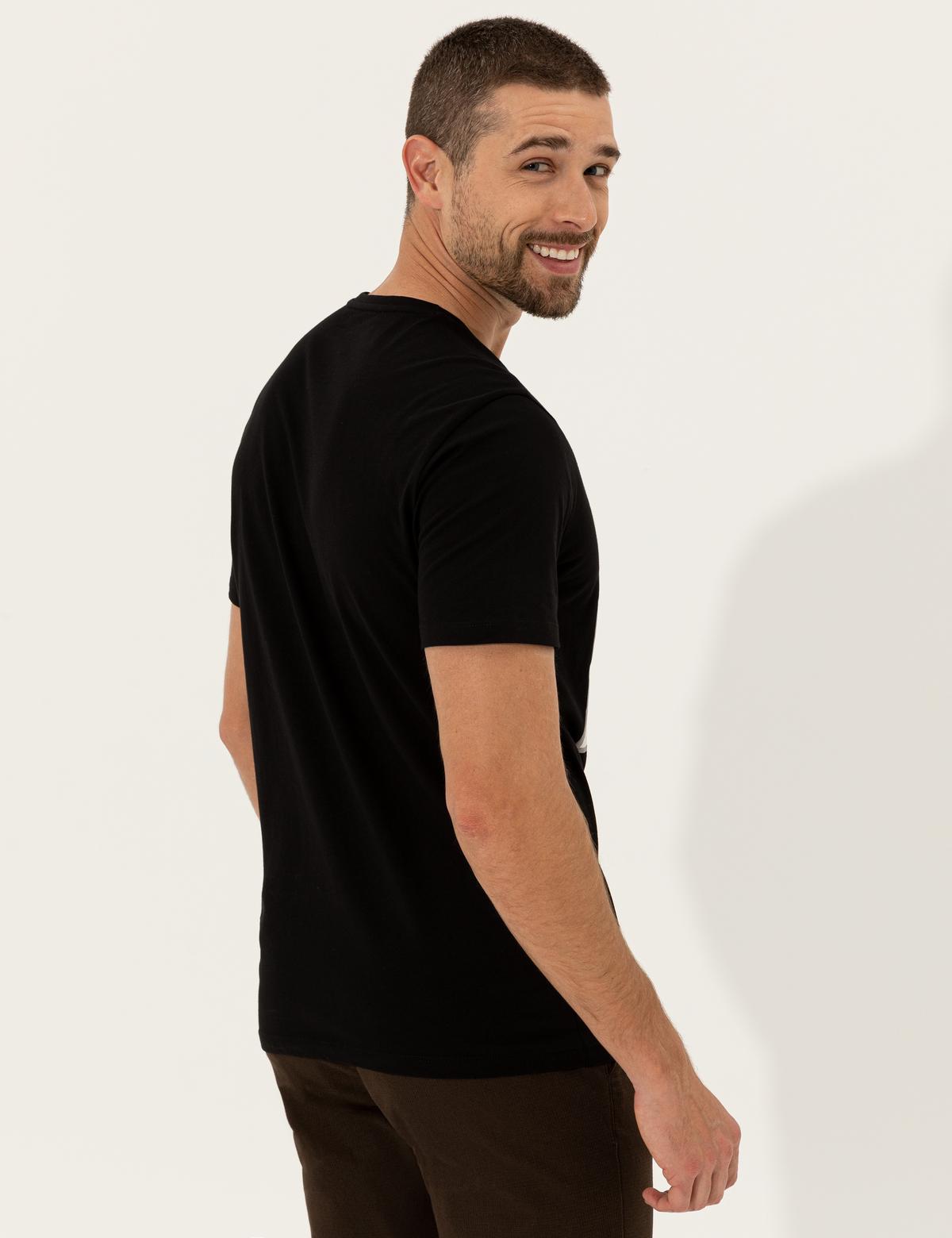 Siyah Slim Fit Bisiklet Yaka Tişört - 50249354017