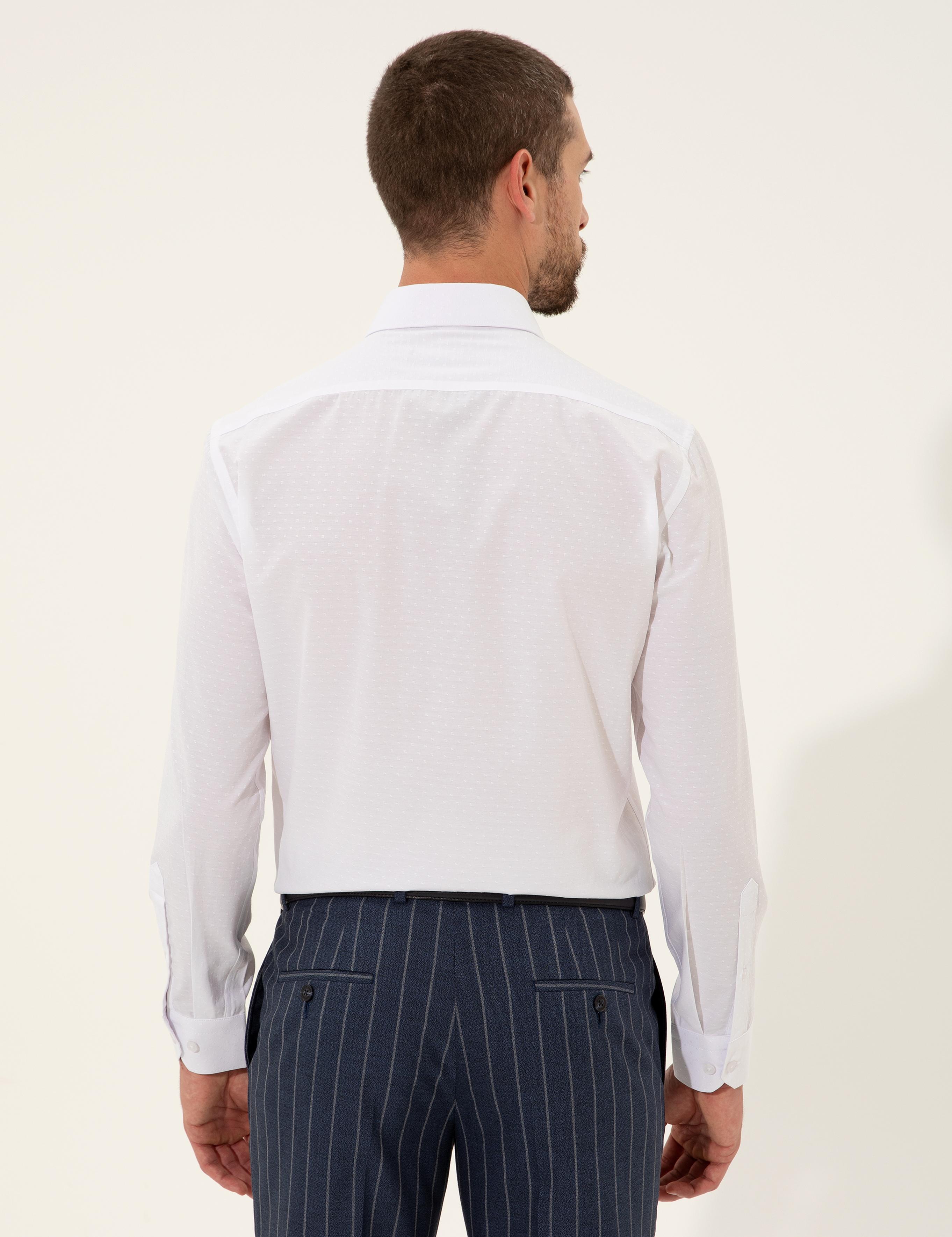 Beyaz Slim Fit Uzun Kollu Gömlek