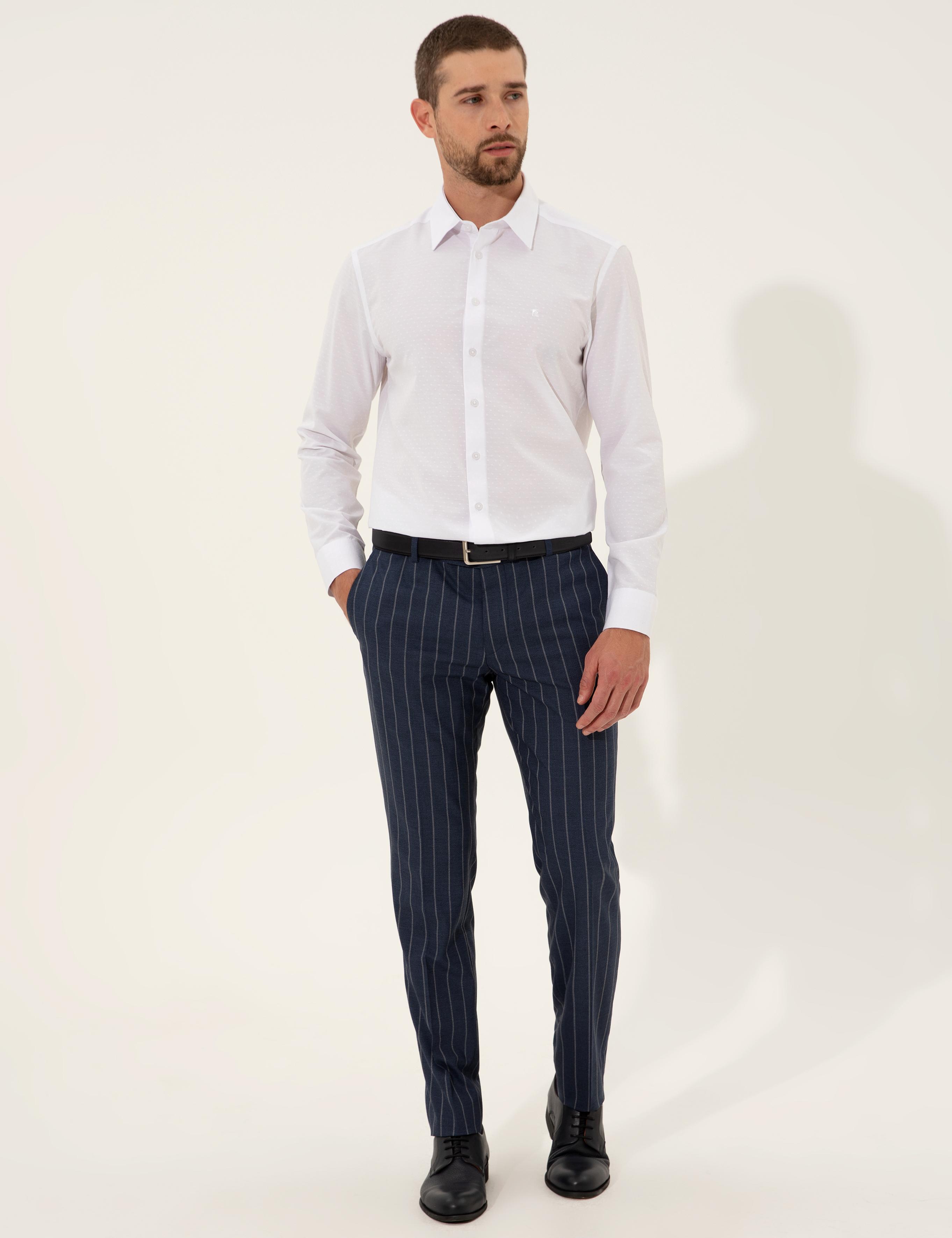 Beyaz Slim Fit Uzun Kollu Gömlek