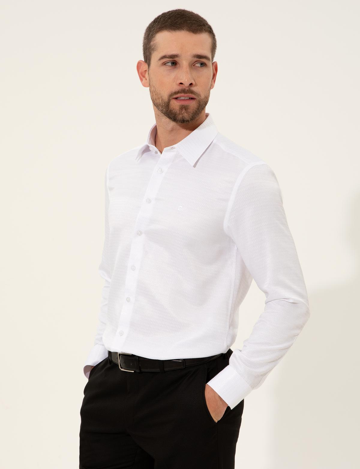 Beyaz Slim Fit Uzun Kollu Gömlek - 50255246009