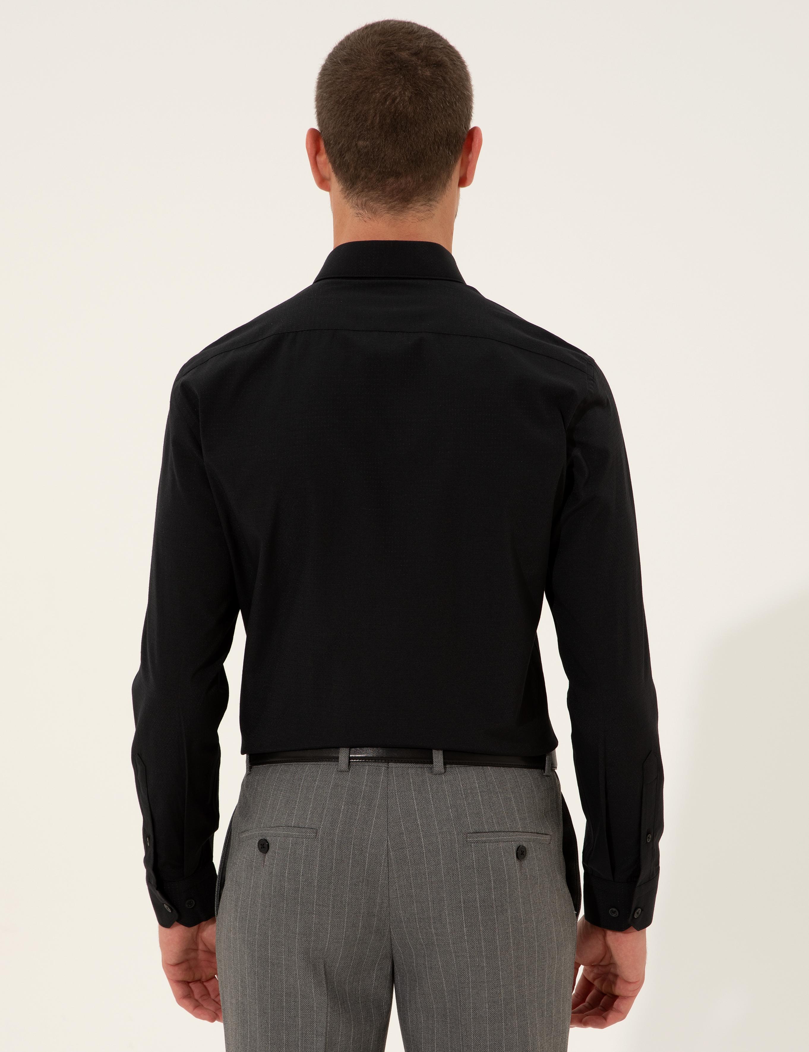 Siyah Slim Fit Uzun Kollu Gömlek