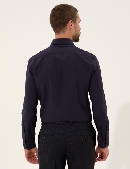 Lacivert Slim Fit Armürlü Gömlek - 50255274031