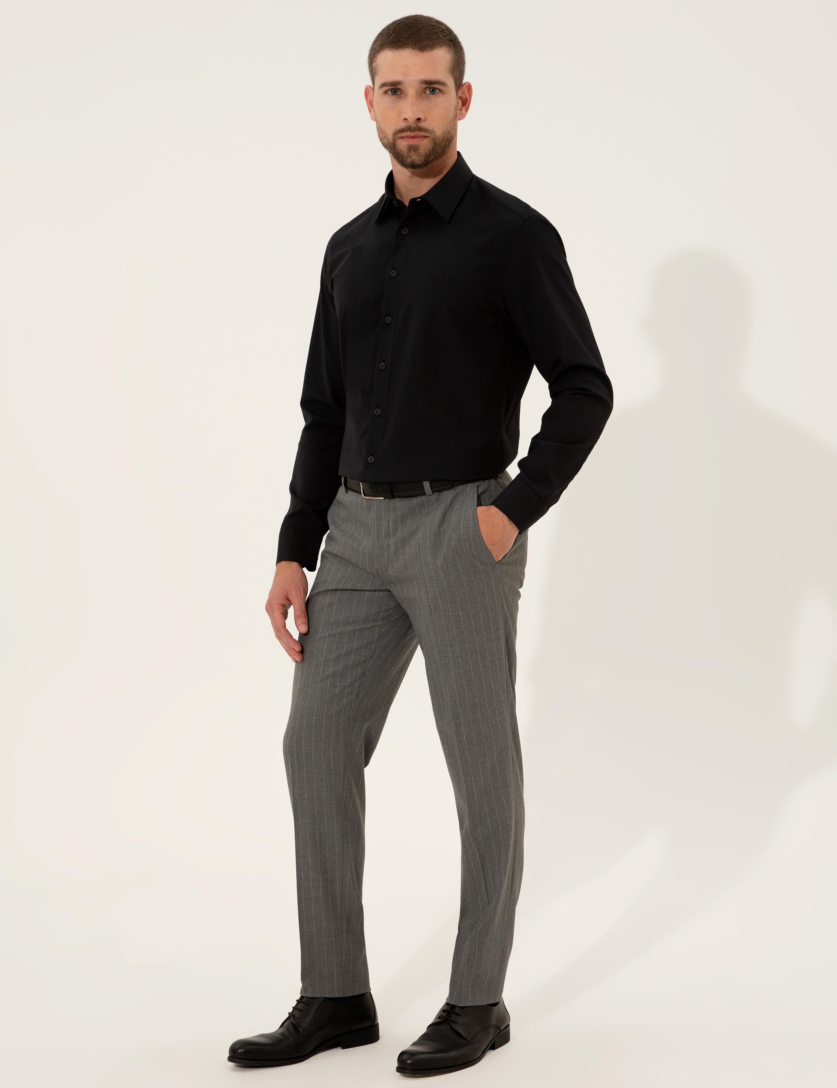 Siyah Slim Fit Uzun Kollu Gömlek