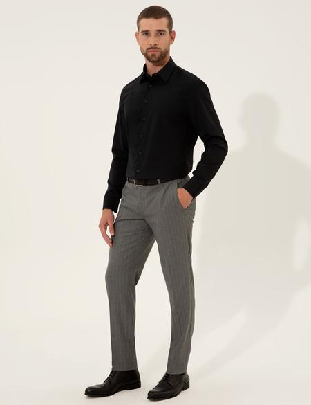 Siyah Slim Fit Uzun Kollu Gömlek - 50255274040