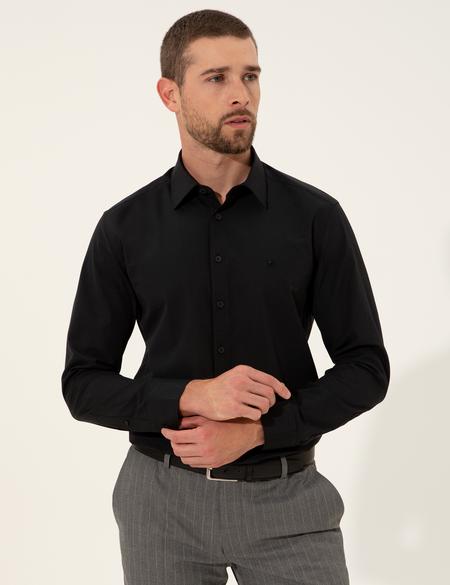 Siyah Slim Fit Uzun Kollu Gömlek - 50255274040