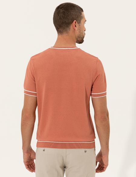 Pembe Slim Fit Bisiklet Yaka Triko Tişört - 50249698069
