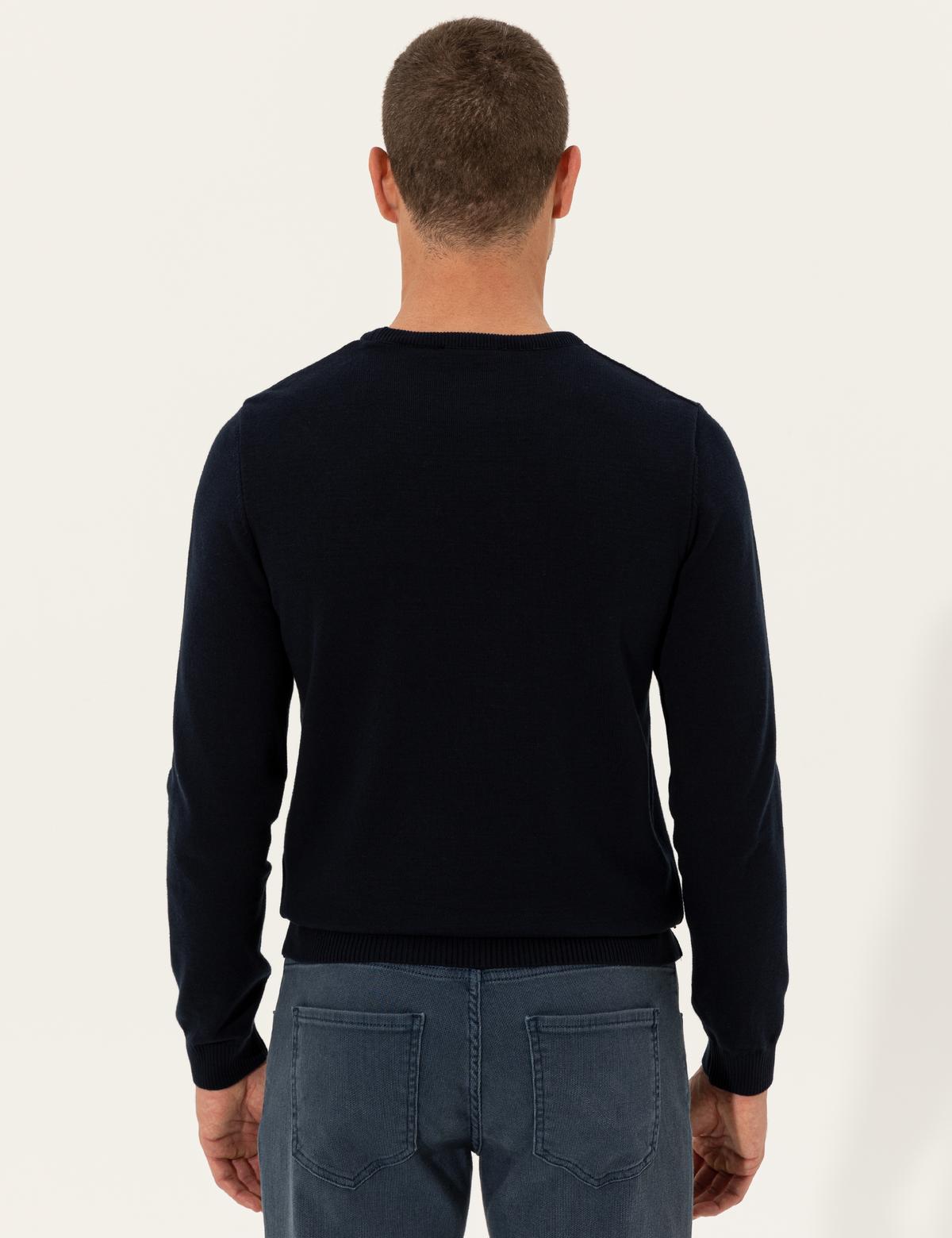 Lacivert Slim Fit Bisiklet Yaka Basic Triko Kazak - 50257290028