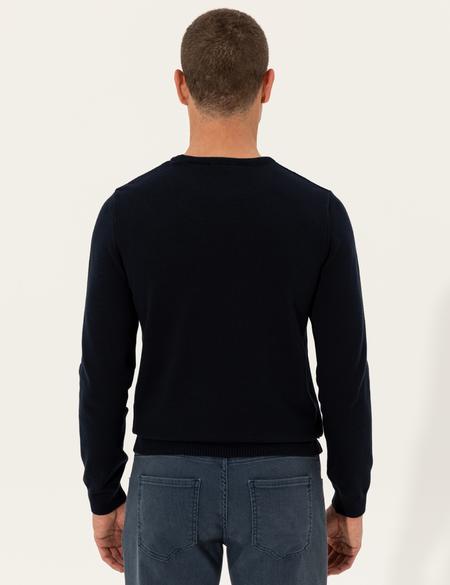 Lacivert Slim Fit Bisiklet Yaka Basic Triko Kazak - 50257290028