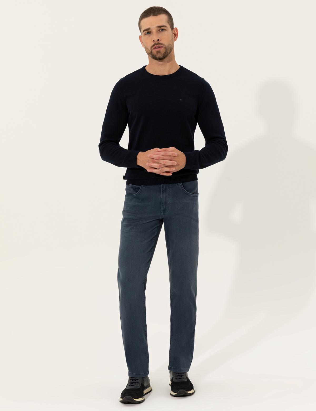 Lacivert Slim Fit Bisiklet Yaka Basic Triko Kazak - 50257290028