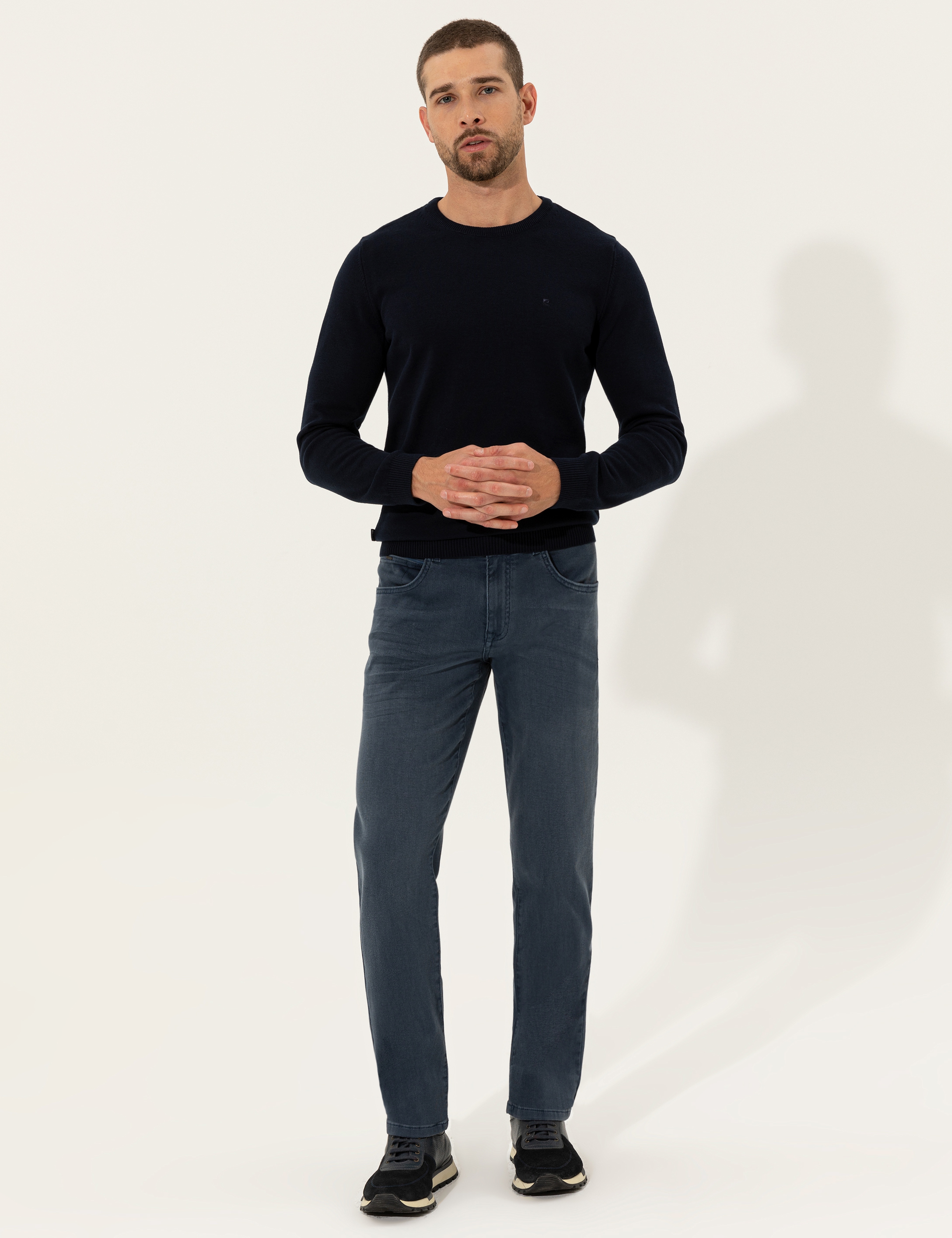 Lacivert Slim Fit Bisiklet Yaka Basic Triko Kazak - Image 4