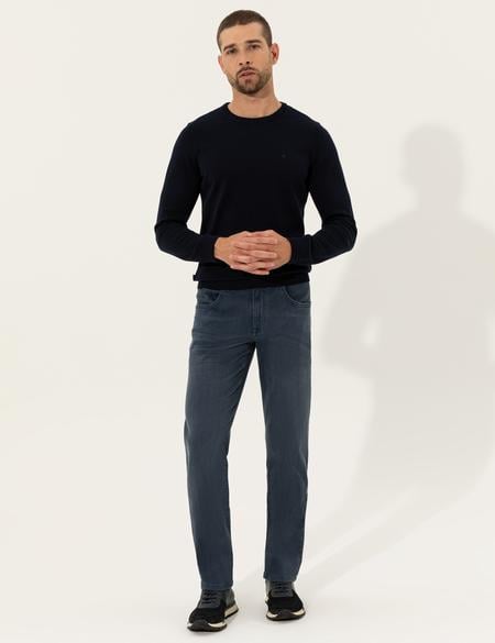 Lacivert Slim Fit Bisiklet Yaka Basic Triko Kazak - 50257290028