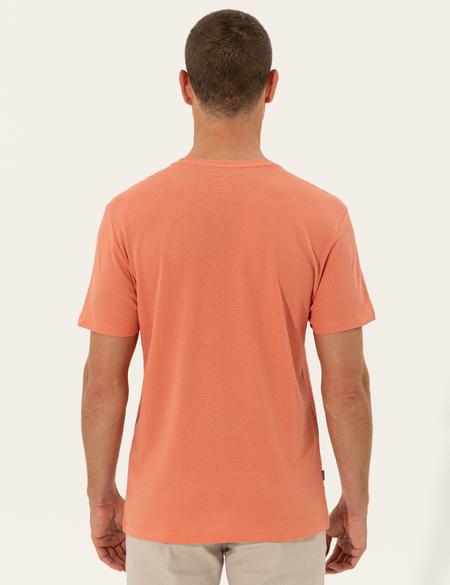 Turuncu Slim Fit Bisiklet Yaka Tişört - 50249809017