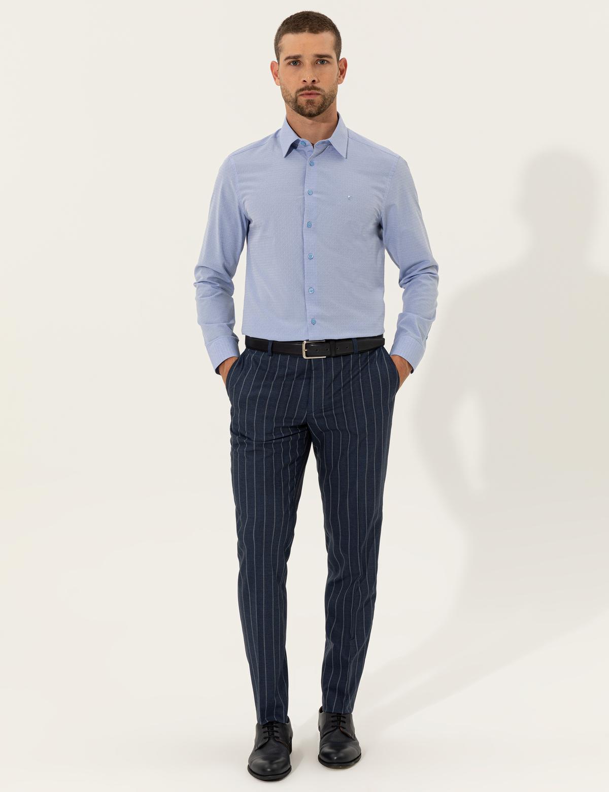 Mavi Slim Fit Armürlü Gömlek - 50255245041