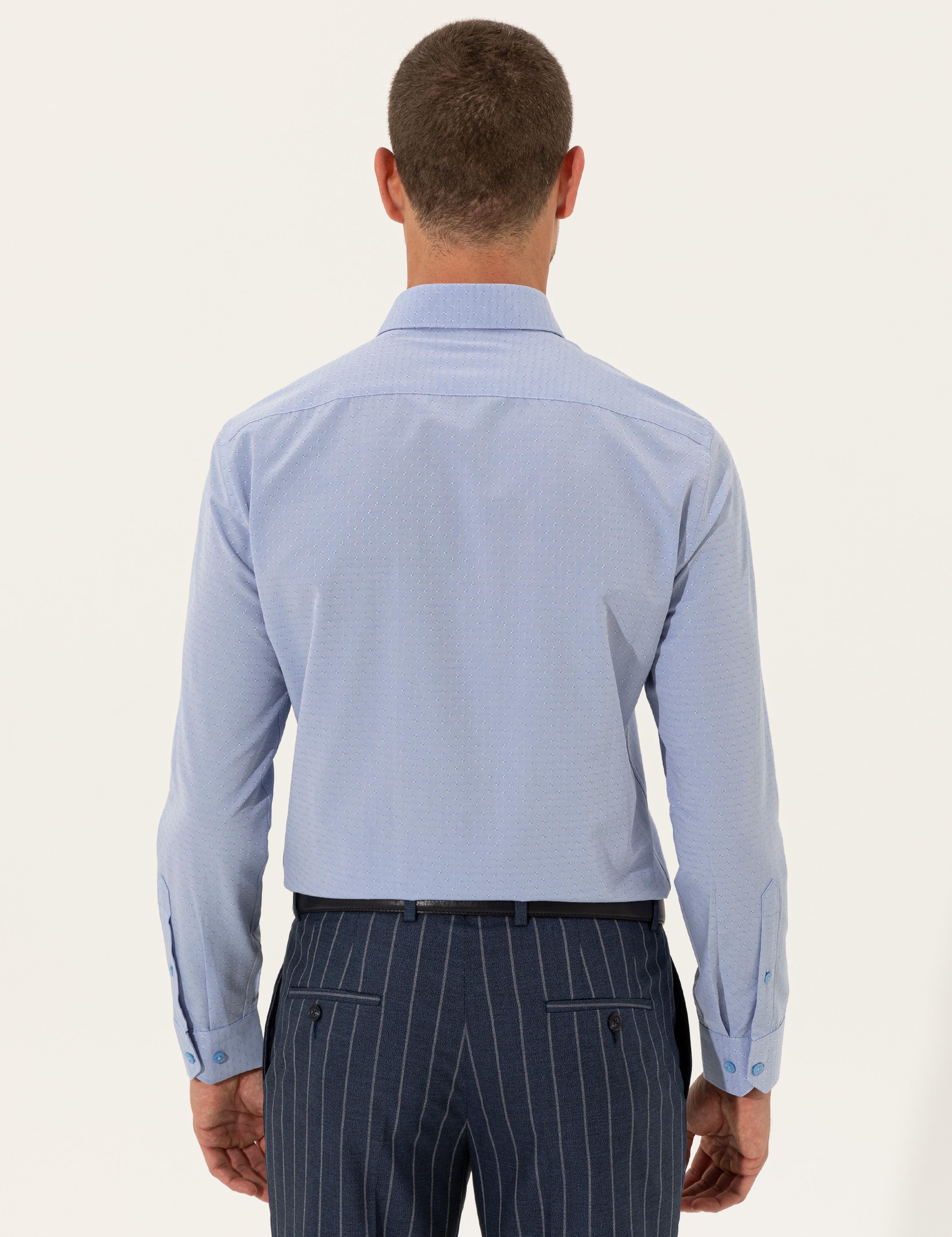 Mavi Slim Fit Armürlü Gömlek