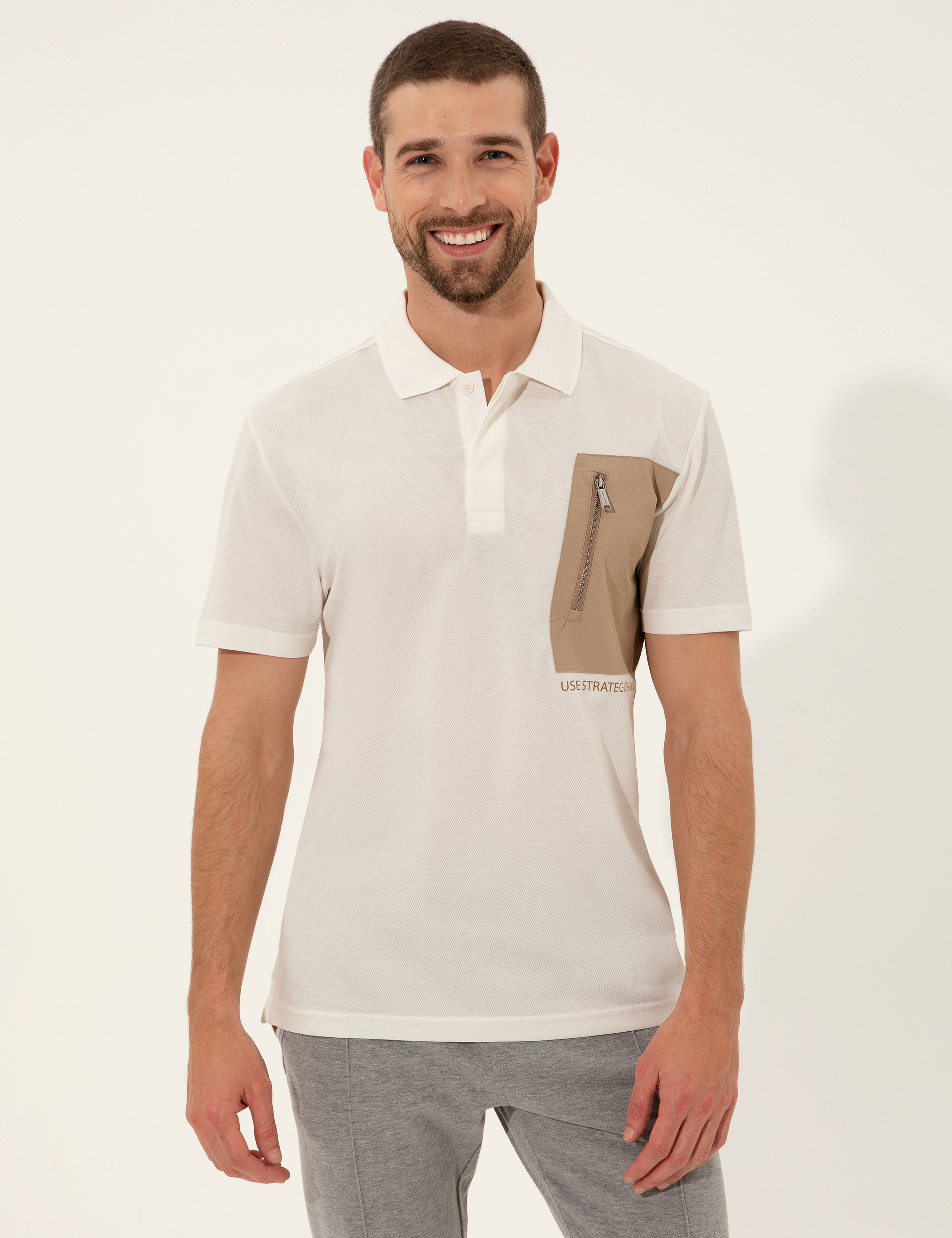 Ecru Slim Fit Tshirt - Image 1