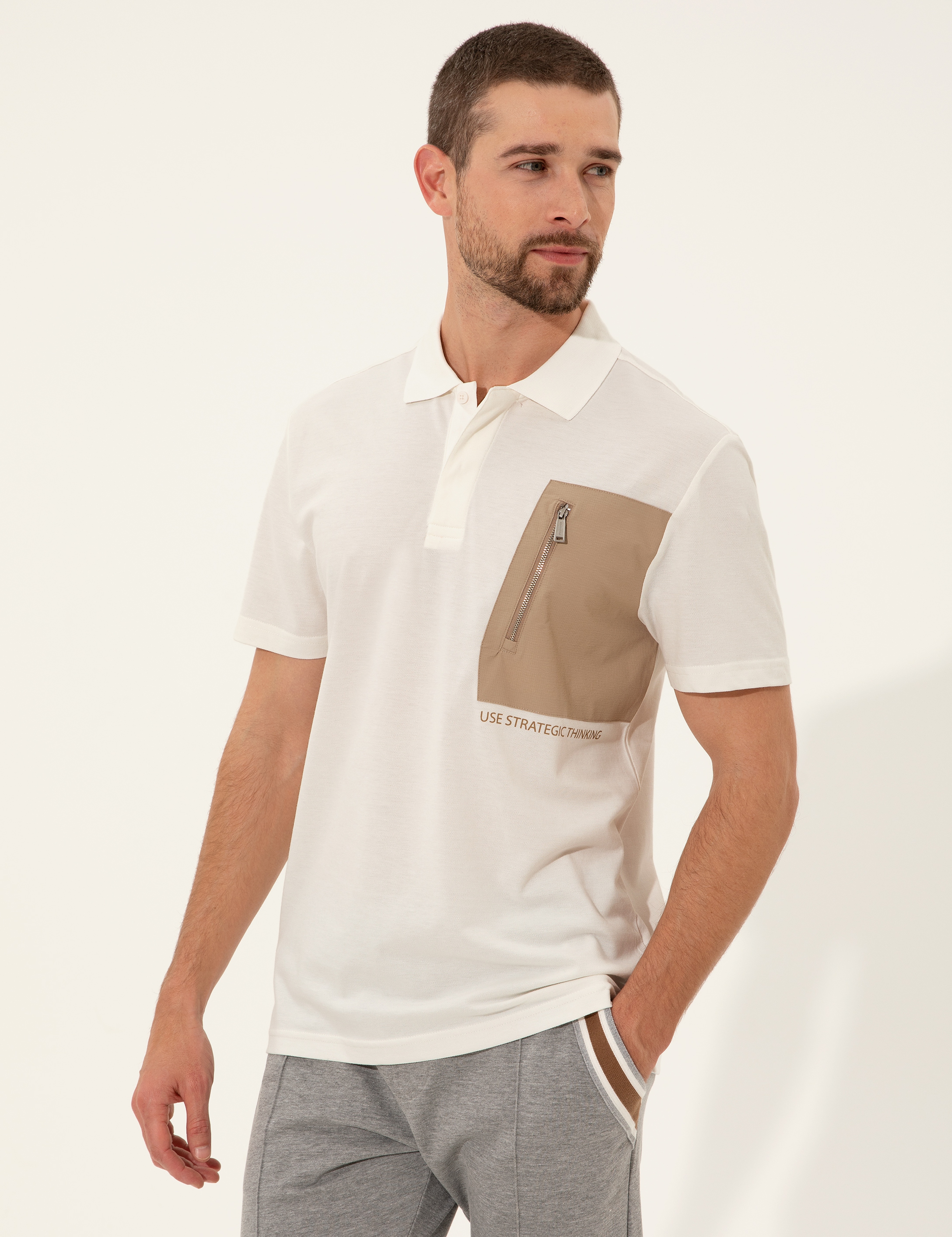 Ecru Slim Fit Tshirt - Image 3