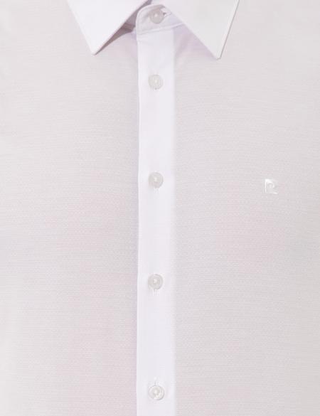 Beyaz Slim Fit Armürlü Gömlek - 50255274012