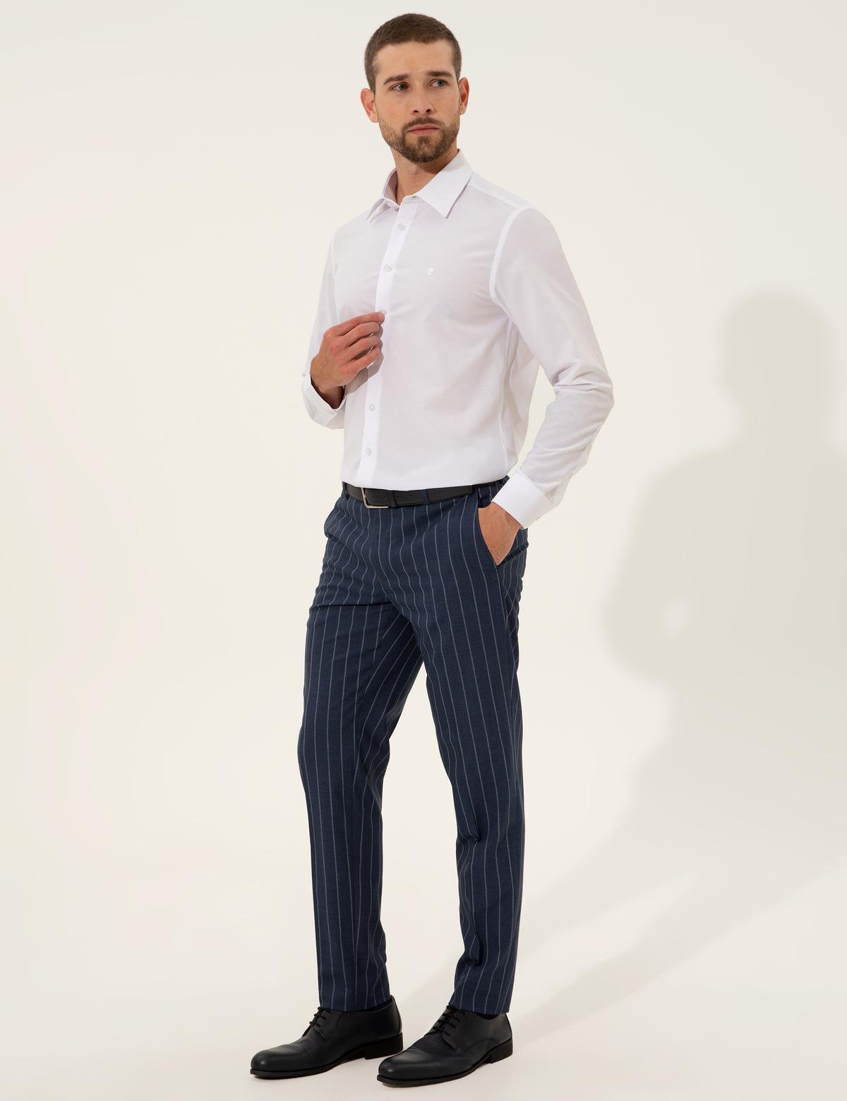 Beyaz Slim Fit Armürlü Gömlek - 50255274012