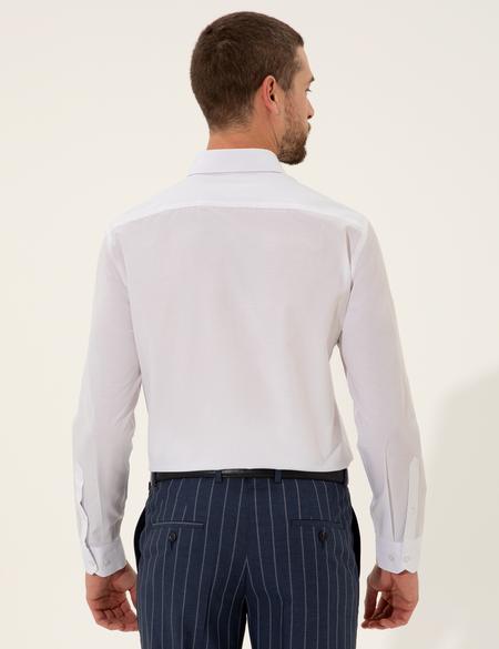 Beyaz Slim Fit Armürlü Gömlek - 50255274012