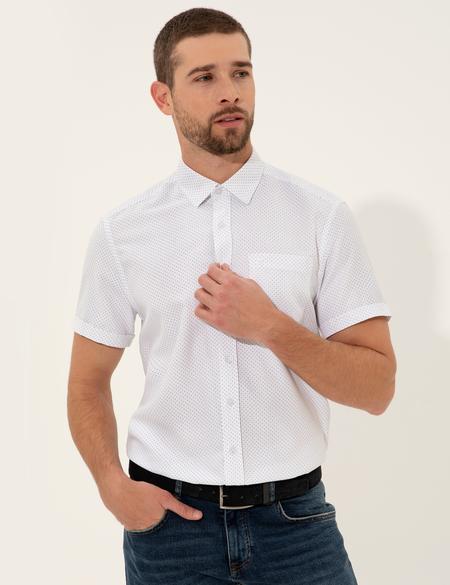 Beyaz Regular Fit Kısa Kollu Gömlek - 50252449026