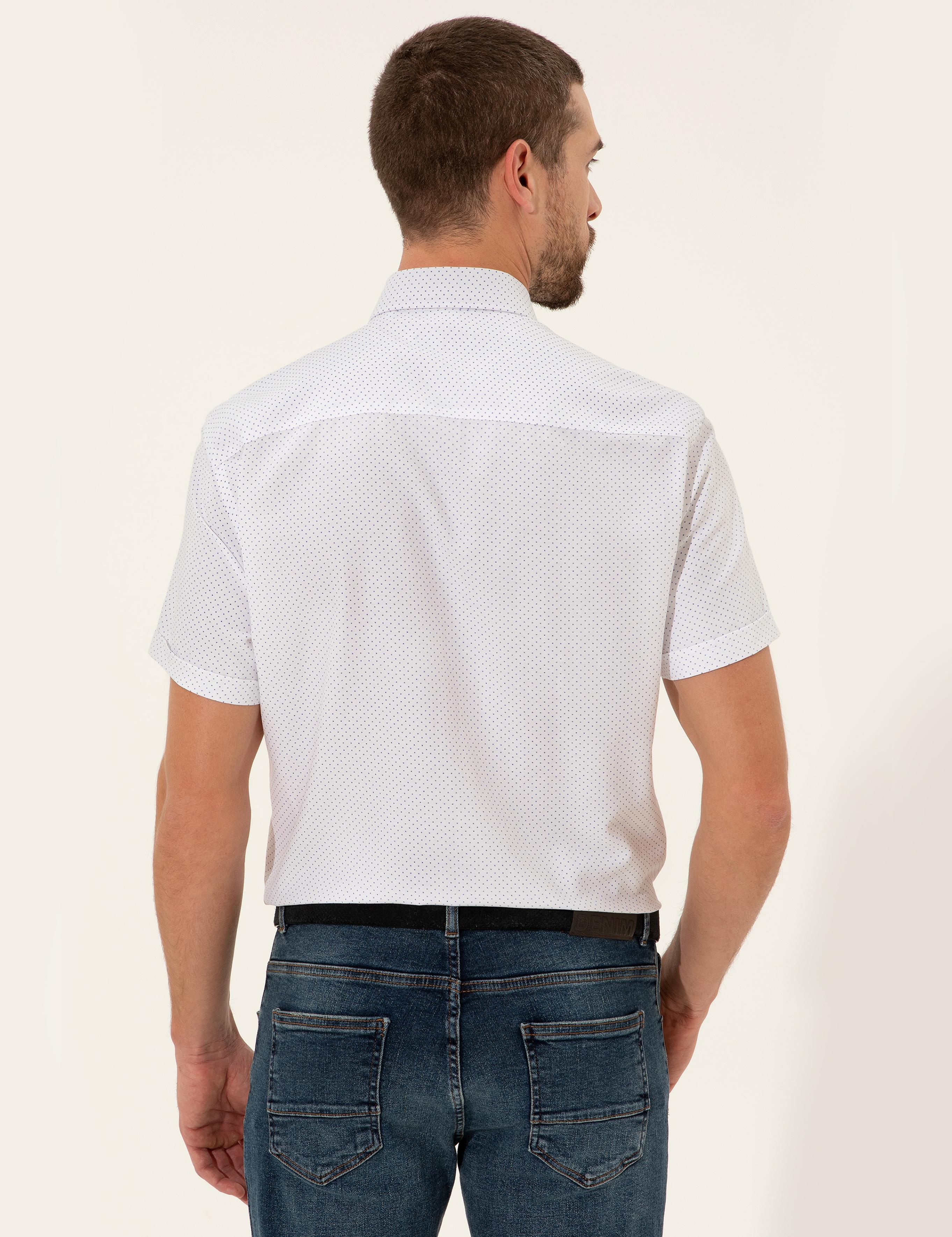 Beyaz Regular Fit Kısa Kollu Gömlek