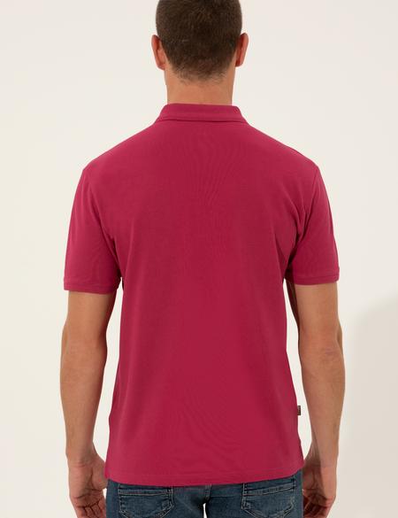 Fuşya Slim Fit Polo Yaka Basic Tişört - 50249878183