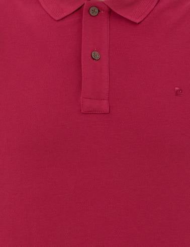 Fuşya Slim Fit Polo Yaka Basic Tişört