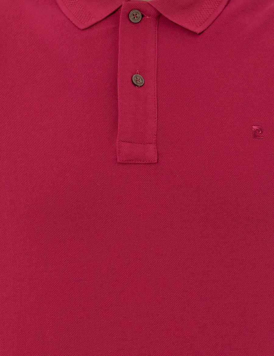 Fuşya Slim Fit Polo Yaka Basic Tişört