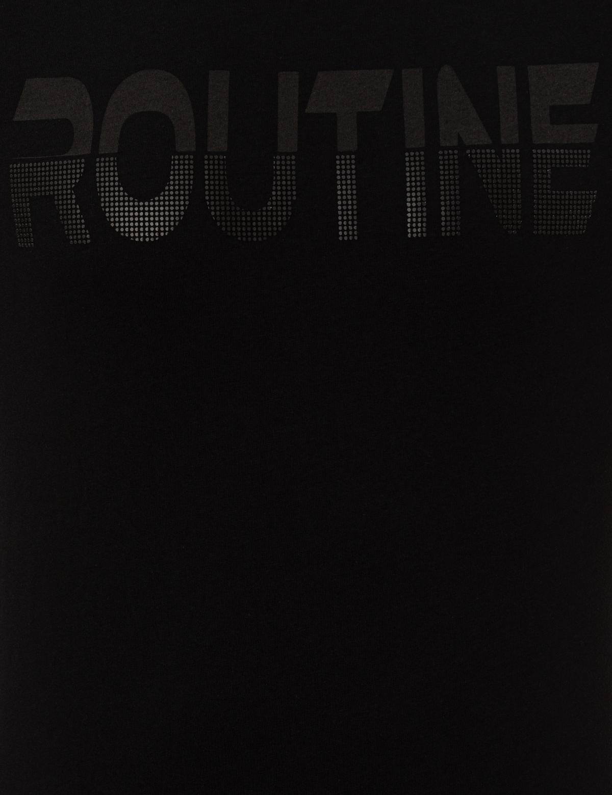 Siyah Slim Fit Baskılı Bisiklet Yaka Tişört - 50249871007