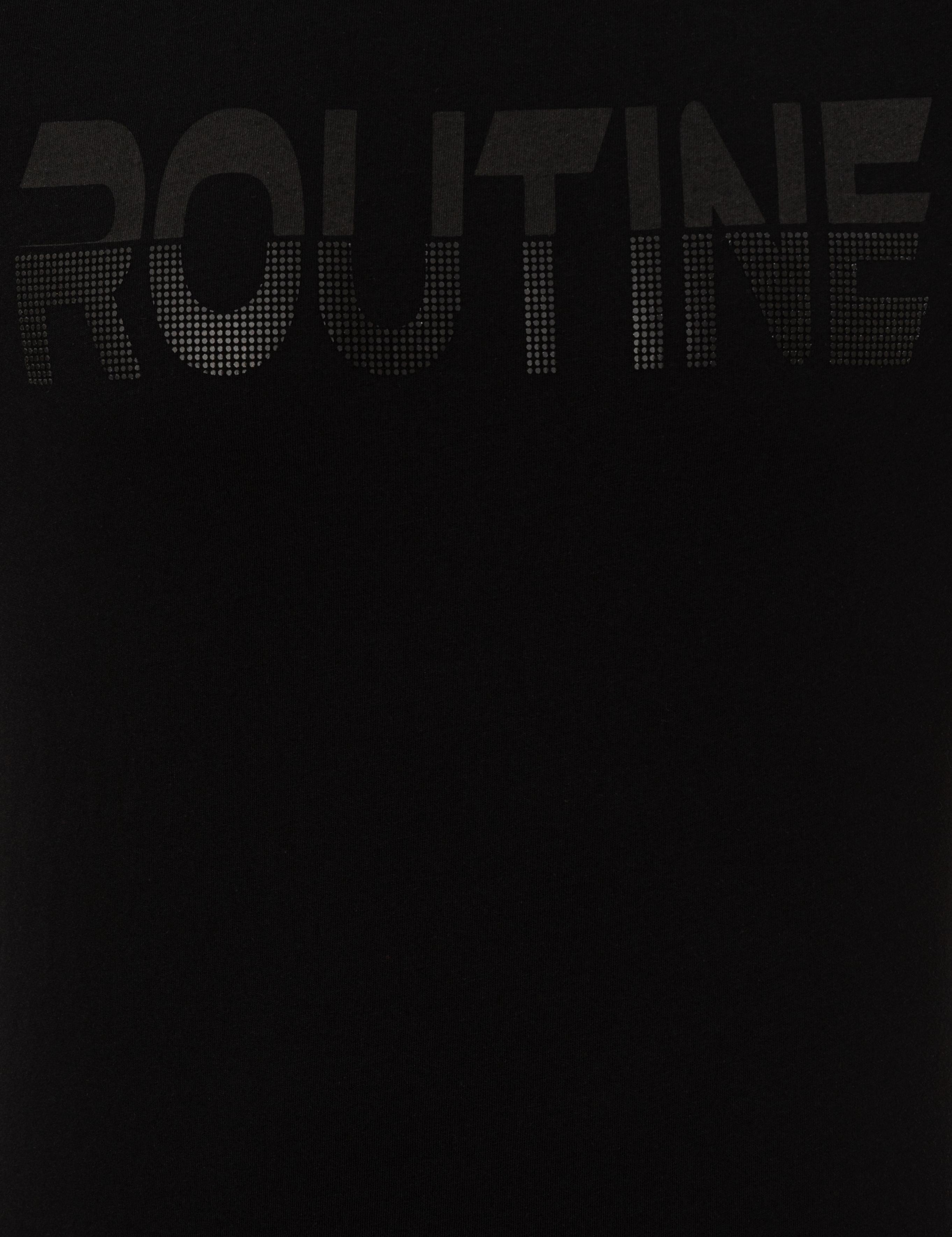 Siyah Slim Fit Baskılı Bisiklet Yaka Tişört