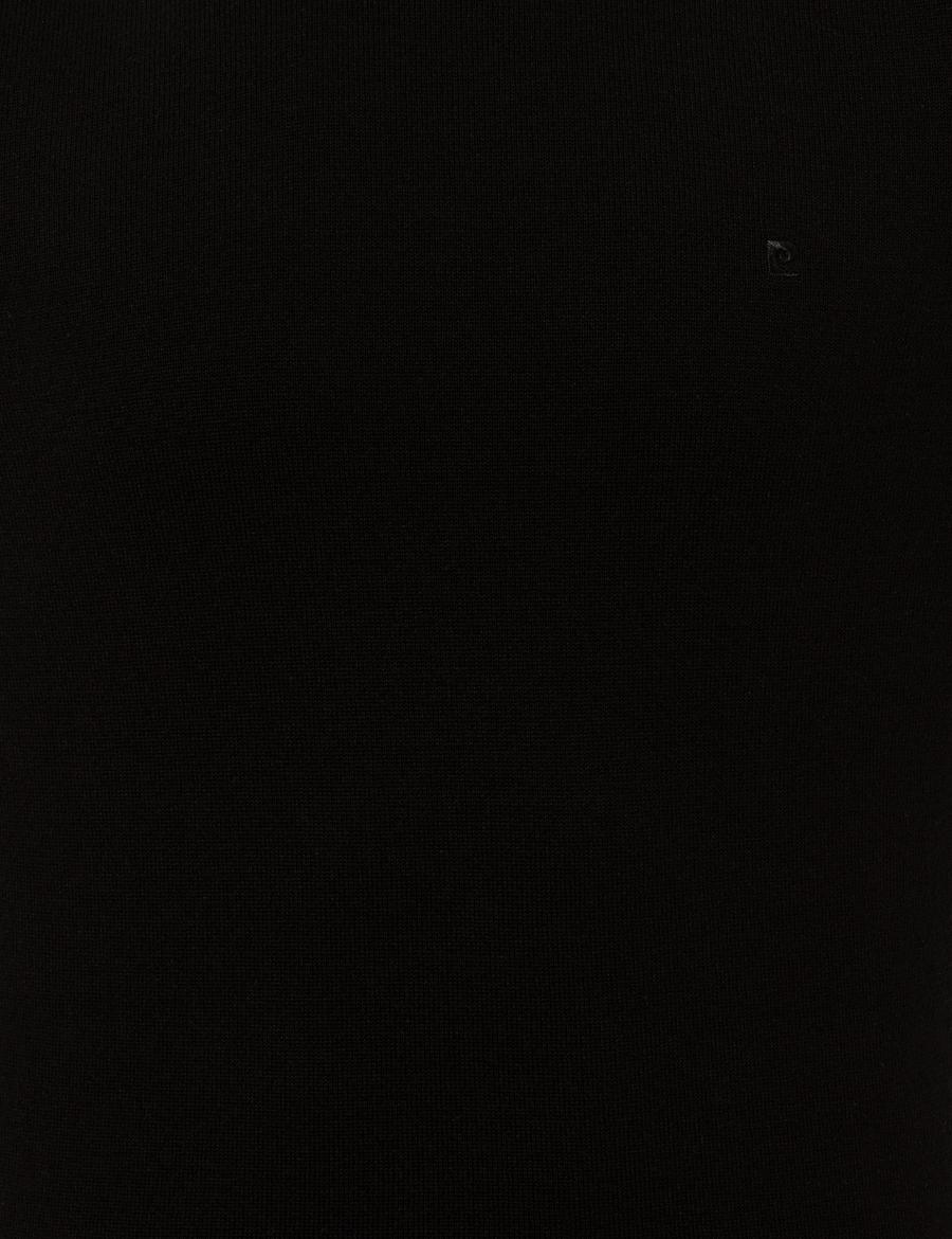 Siyah Slim Fit Bisiklet Yaka Basic Triko Kazak