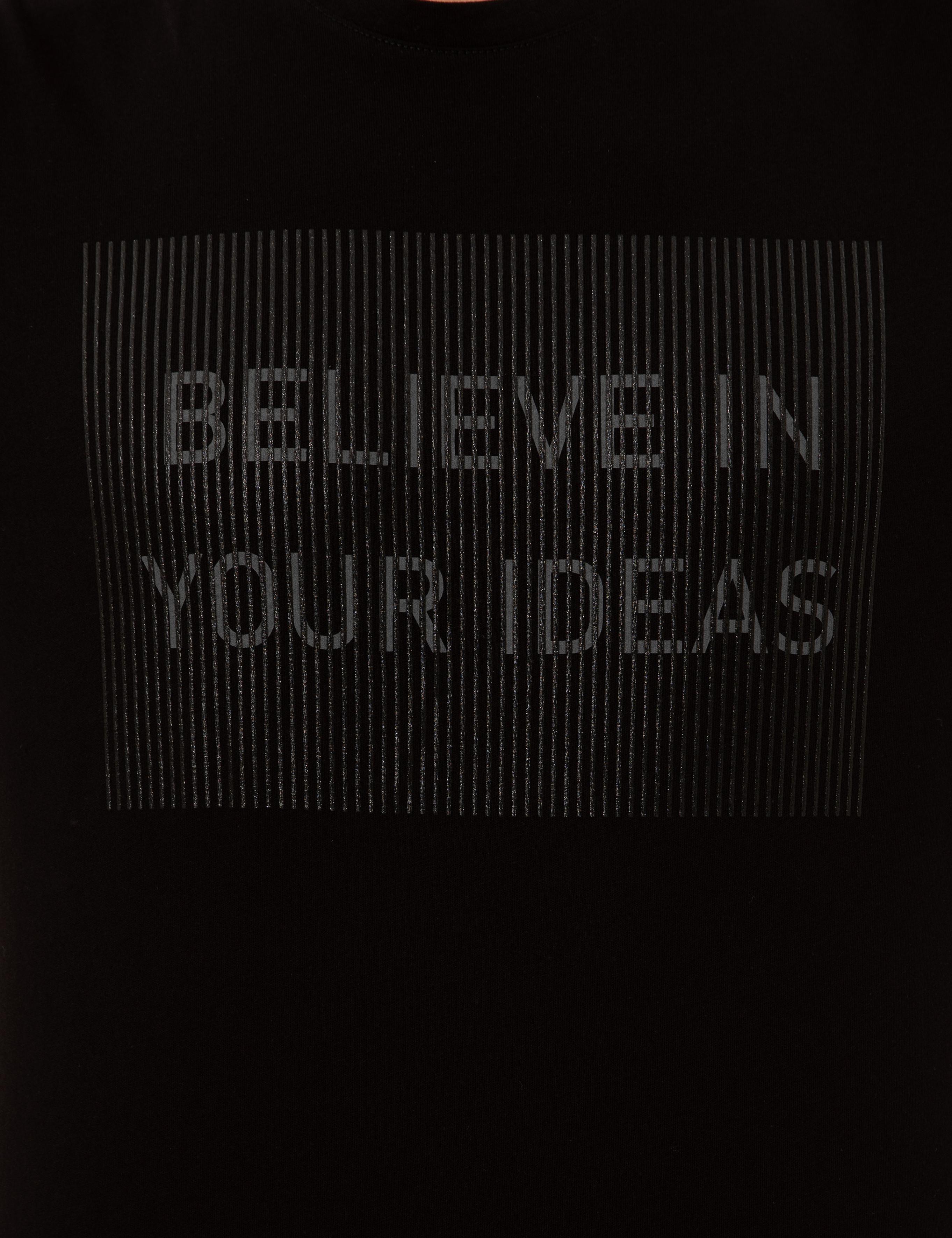 Siyah Slim Fit Baskılı Bisiklet Yaka Tişört