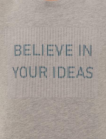 Gri Melanj Slim Fit Baskılı Bisiklet Yaka Tişört - 50249350025