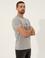Gri Melanj Slim Fit Baskılı Bisiklet Yaka Tişört