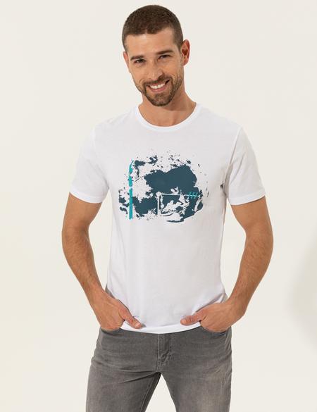 Beyaz Slim Fit Bisiklet Yaka Tişört - 50249353048