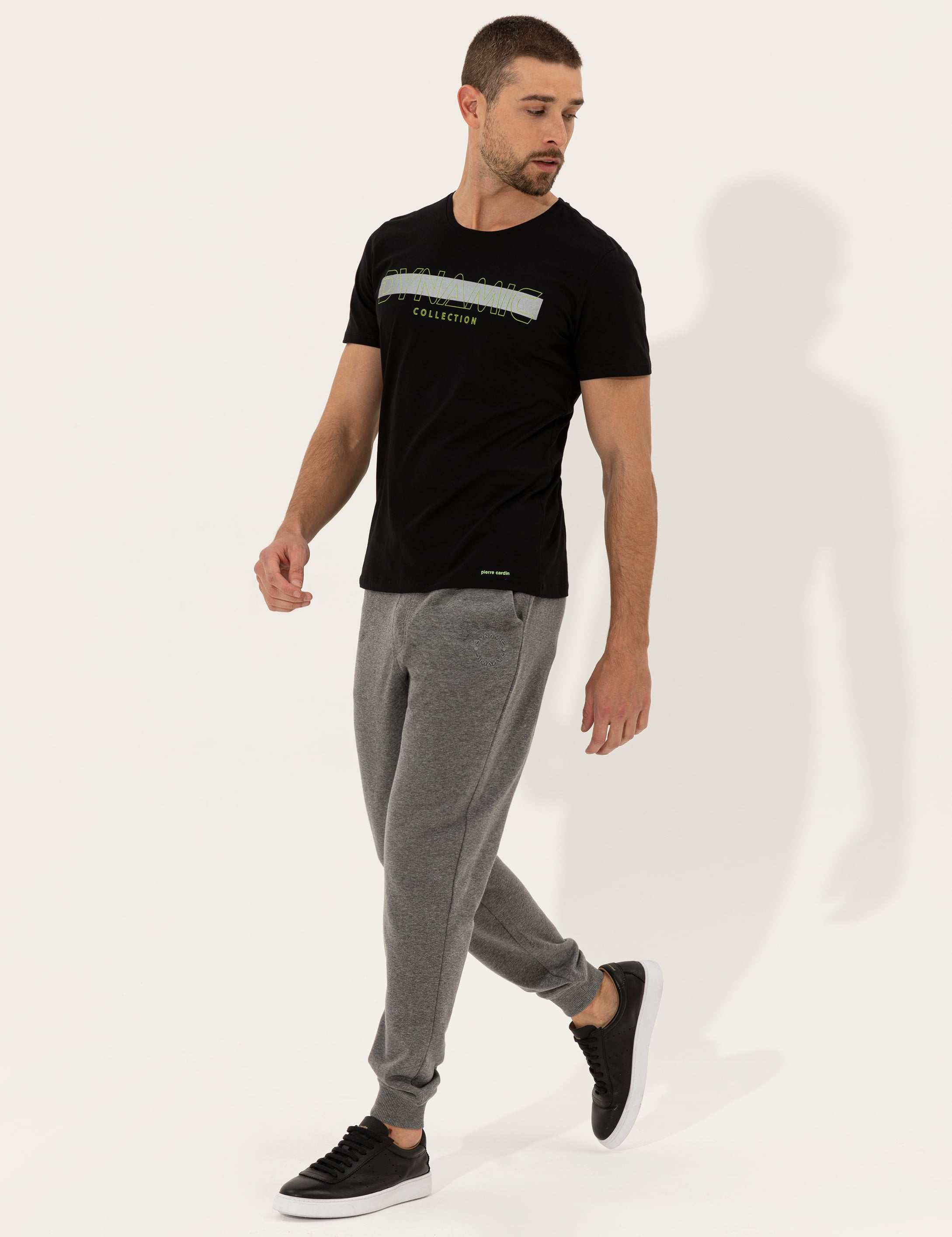 Siyah Slim Fit Baskılı Bisiklet Yaka Tişört - Image 4