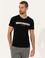 Siyah Slim Fit Baskılı Bisiklet Yaka Tişört