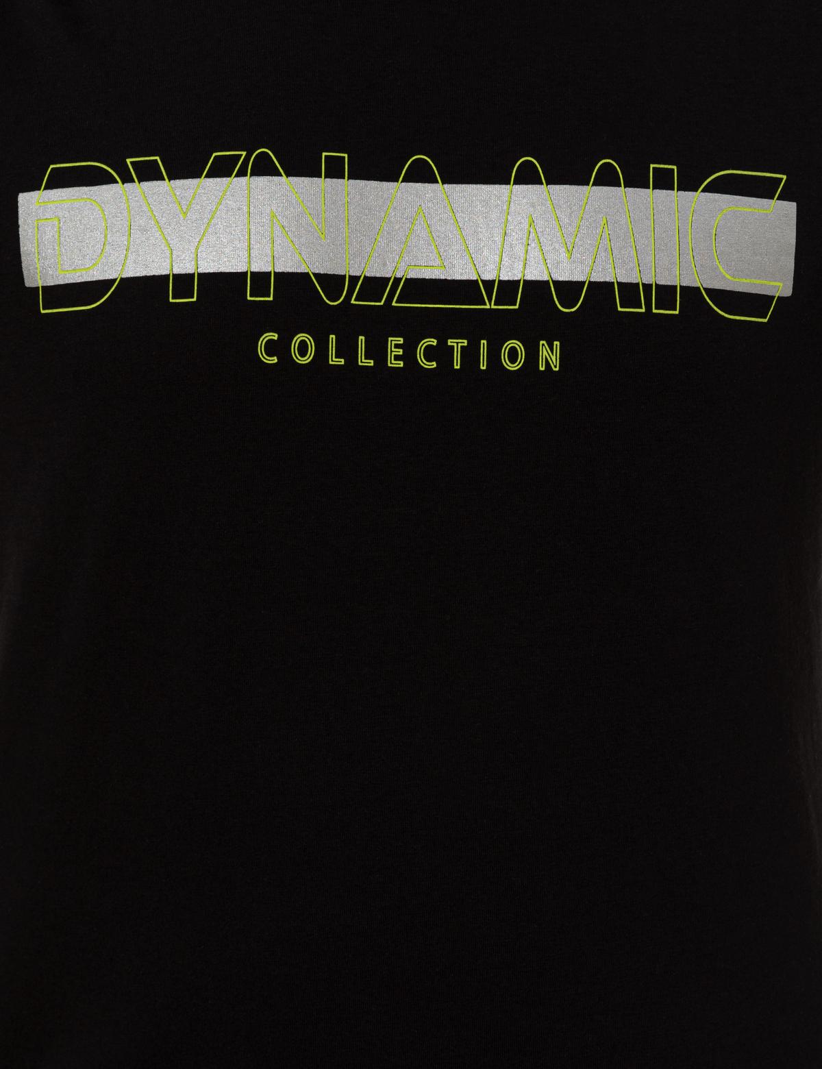 Siyah Slim Fit Baskılı Bisiklet Yaka Tişört - 50249697023