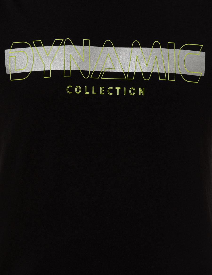 Siyah Slim Fit Baskılı Bisiklet Yaka Tişört