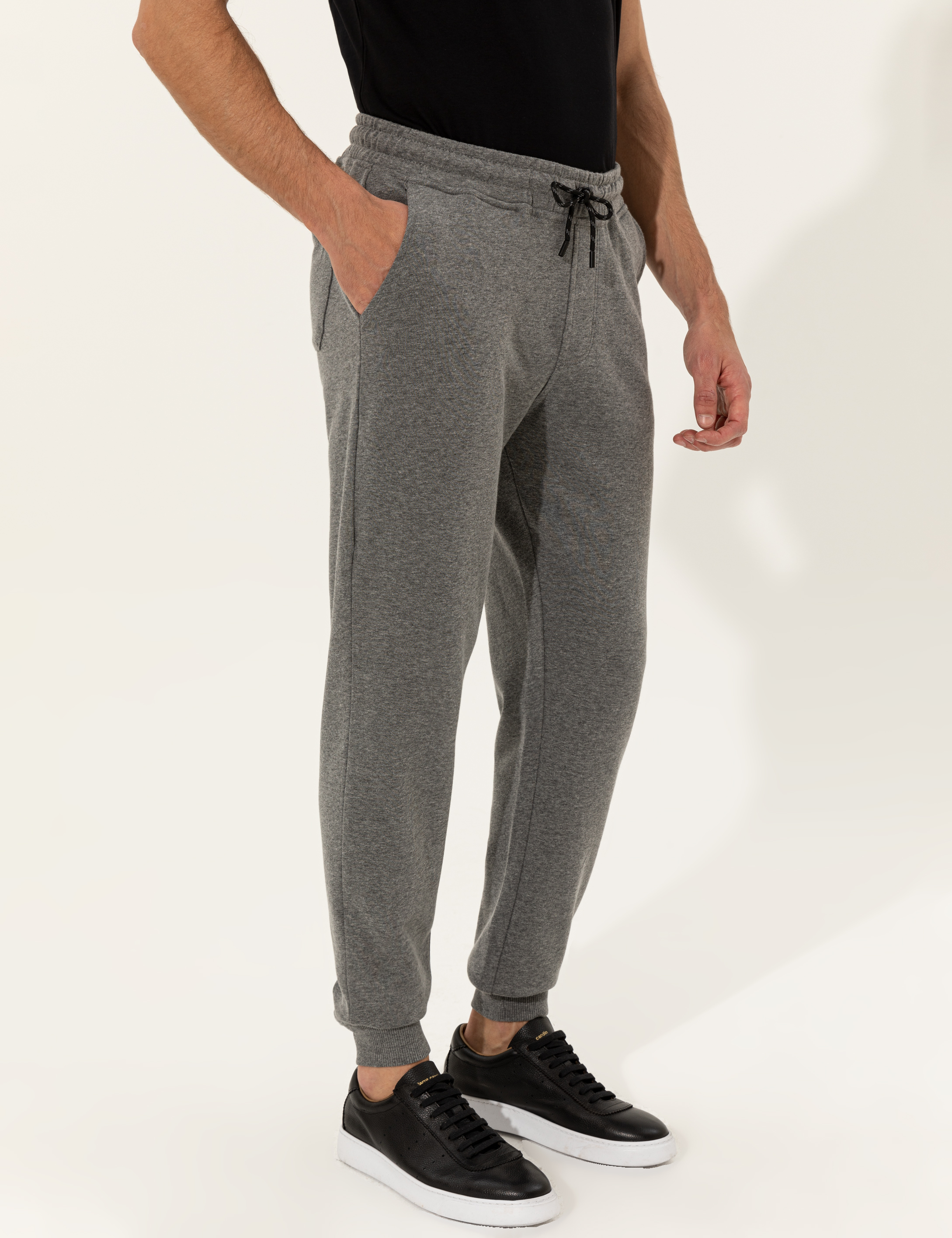 Gri Melanj Slim Fit Eşofman Altı