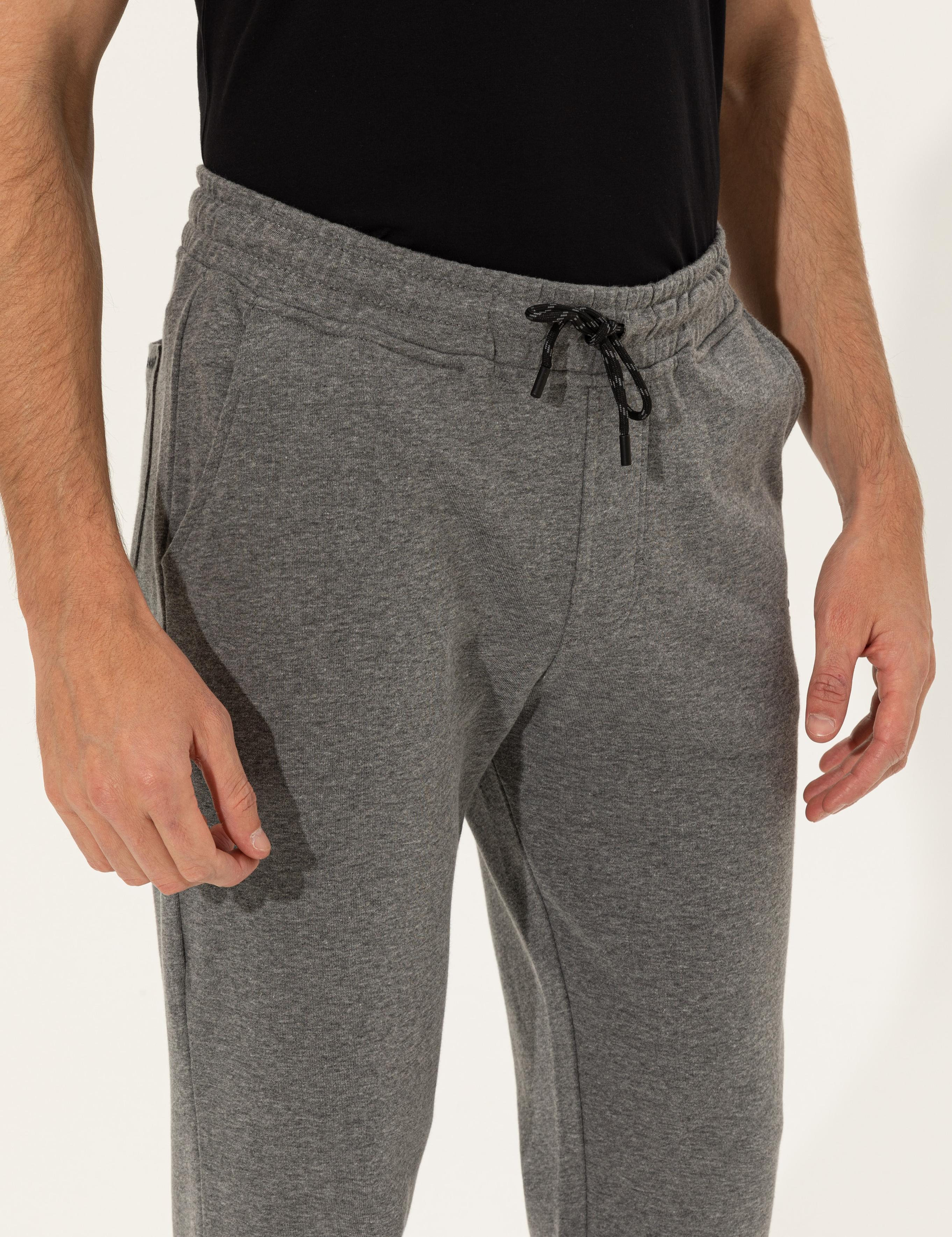 Gri Melanj Slim Fit Eşofman Altı