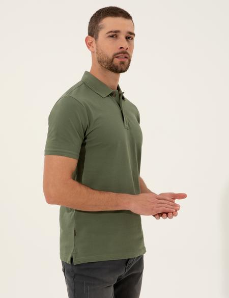 Haki Slim Fit Polo Yaka Basic Tişört - 50249878072