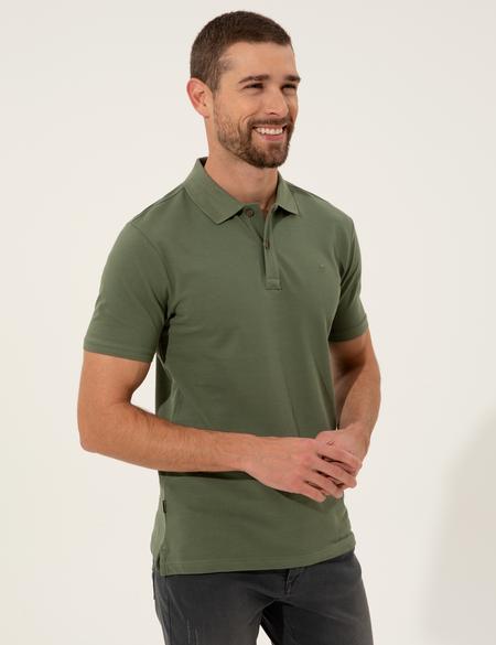 Haki Slim Fit Polo Yaka Basic Tişört - 50249878072