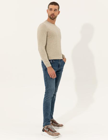 Kum Melanj Slim Fit Bisiklet Yaka Basic Triko Kazak - 50257290118