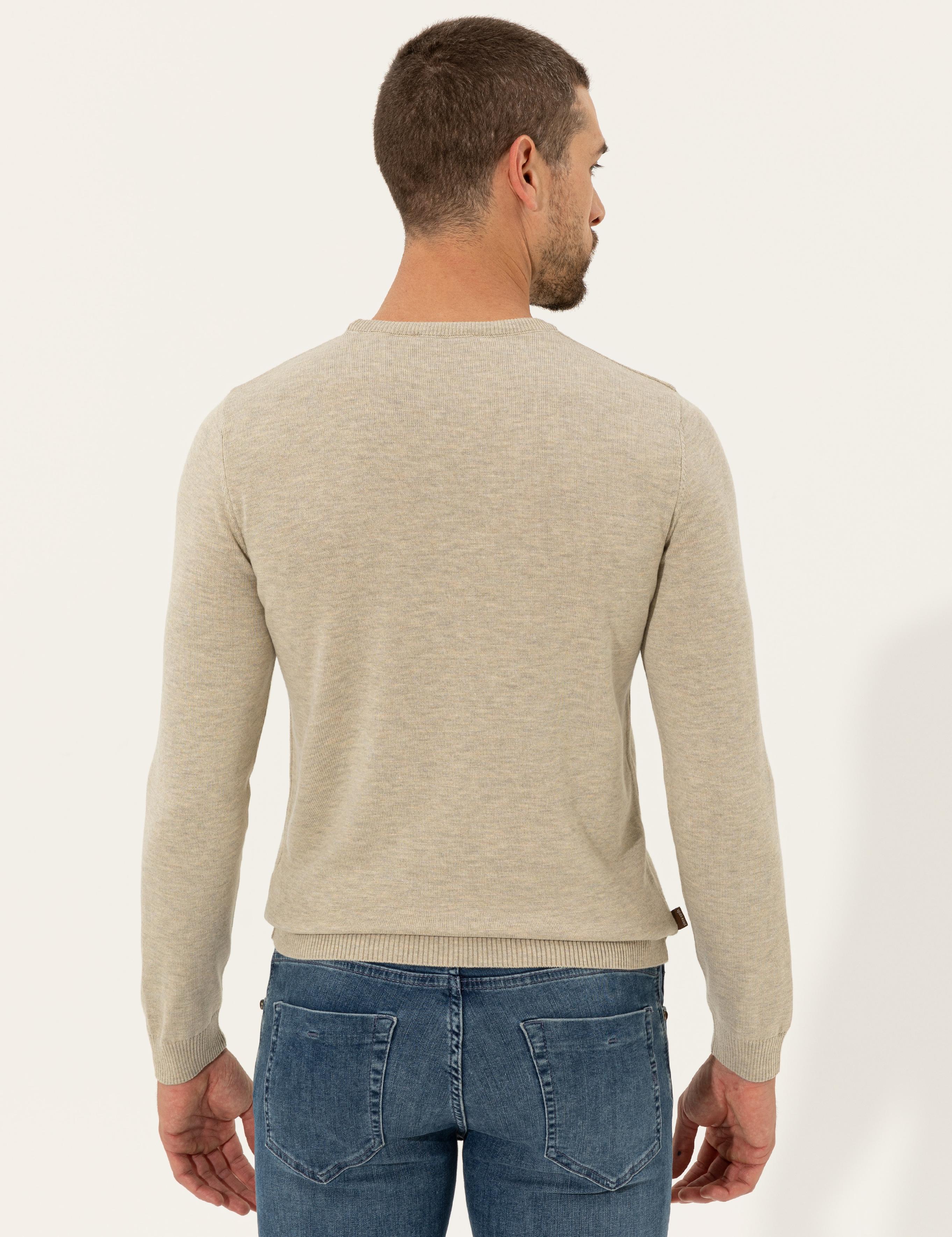 Kum Melanj Slim Fit Bisiklet Yaka Basic Triko Kazak