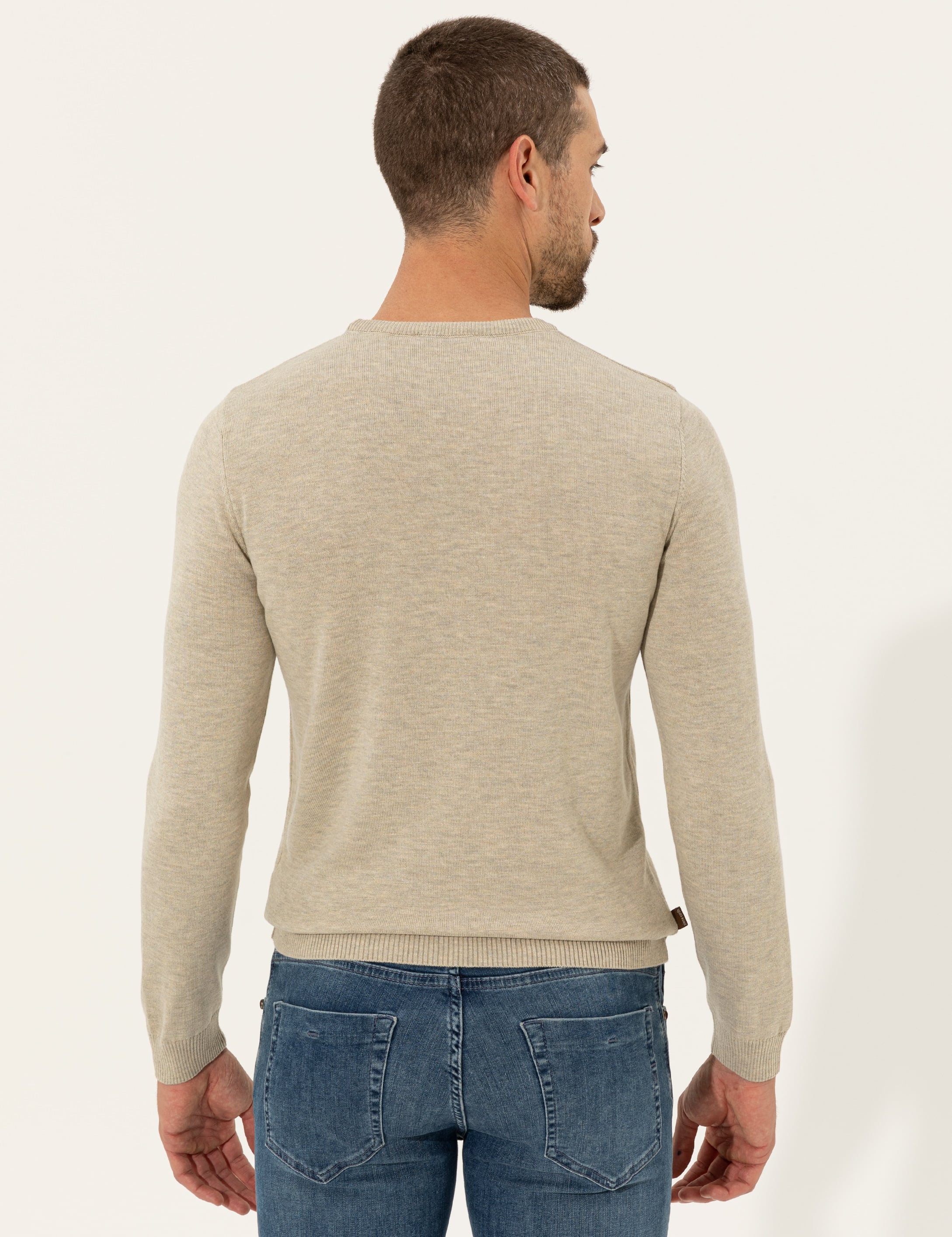 Kum Melanj Slim Fit Bisiklet Yaka Basic Triko Kazak