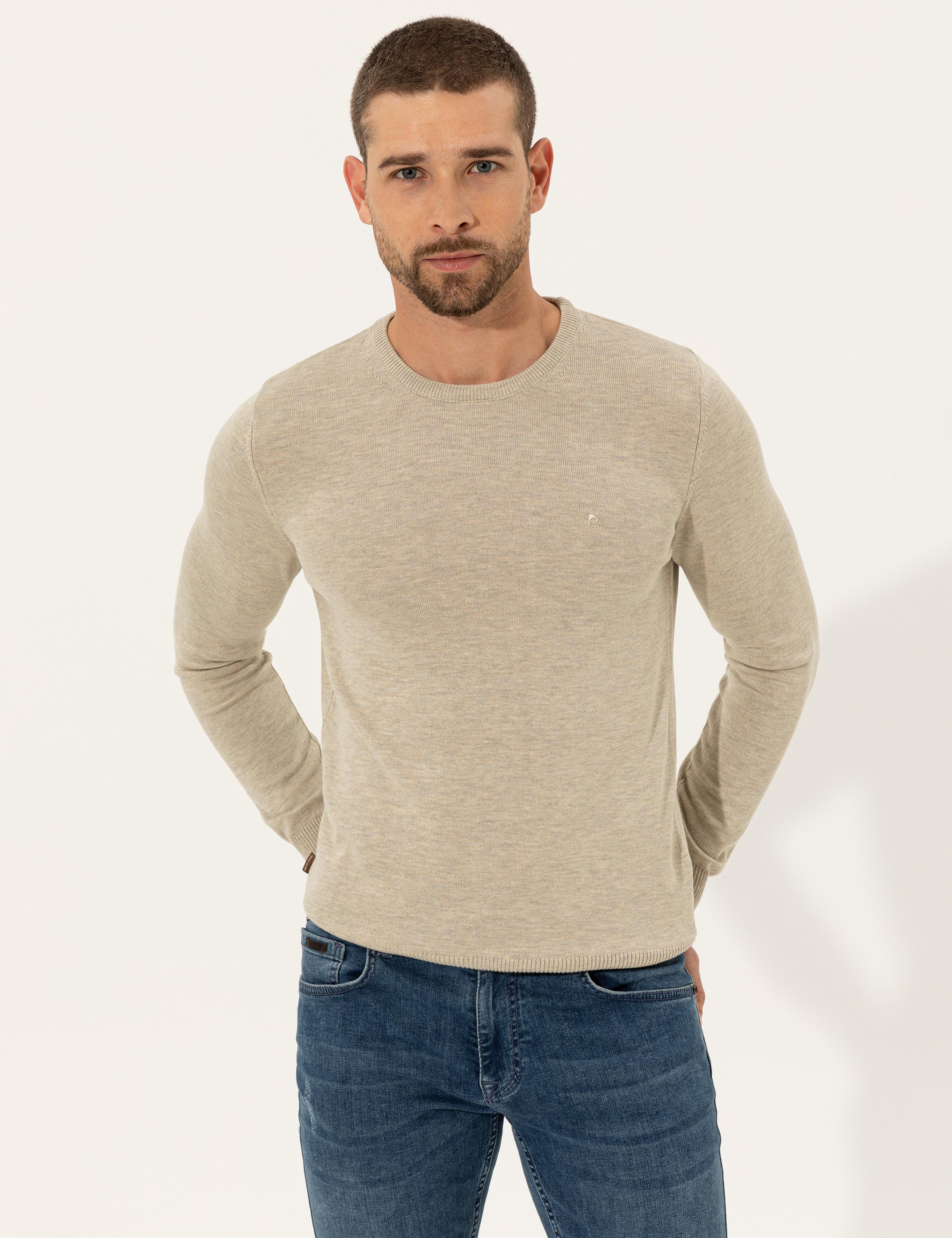 Kum Melanj Slim Fit Bisiklet Yaka Basic Triko Kazak