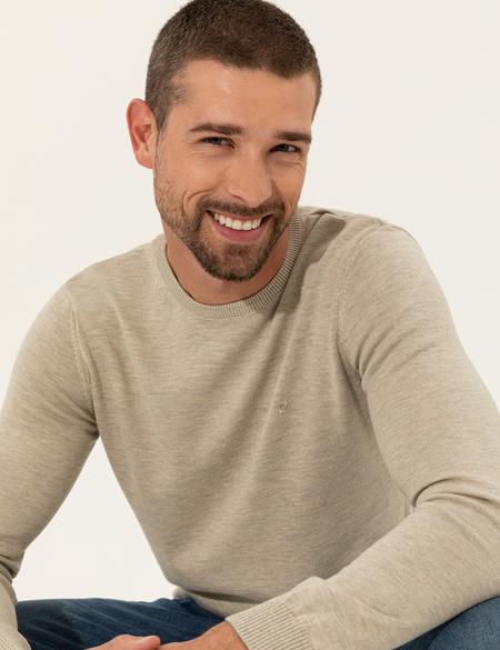 Kum Melanj Slim Fit Bisiklet Yaka Basic Triko Kazak - 50257290118