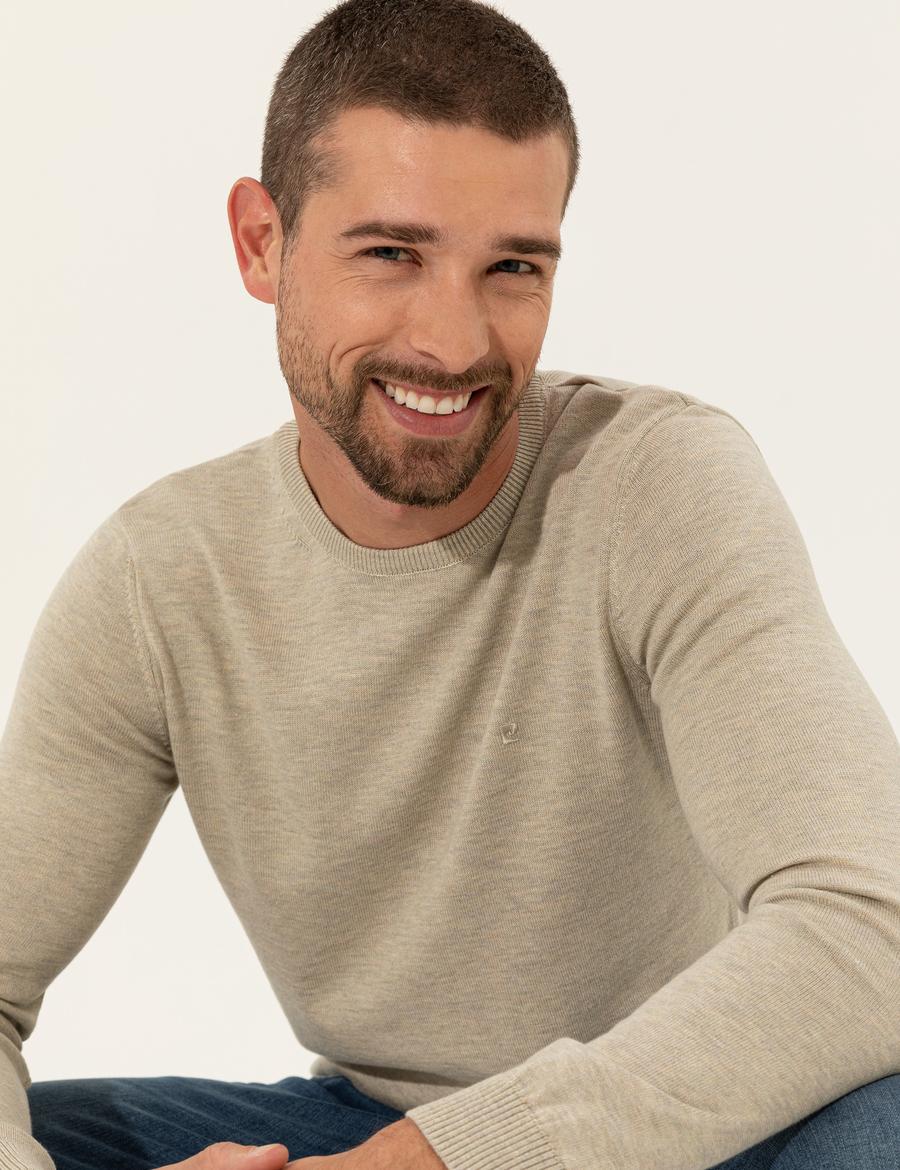 Kum Melanj Slim Fit Bisiklet Yaka Basic Triko Kazak