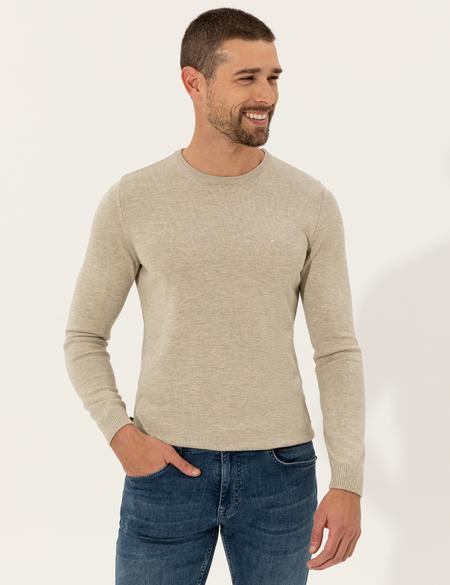 Kum Melanj Slim Fit Bisiklet Yaka Basic Triko Kazak - 50257290118